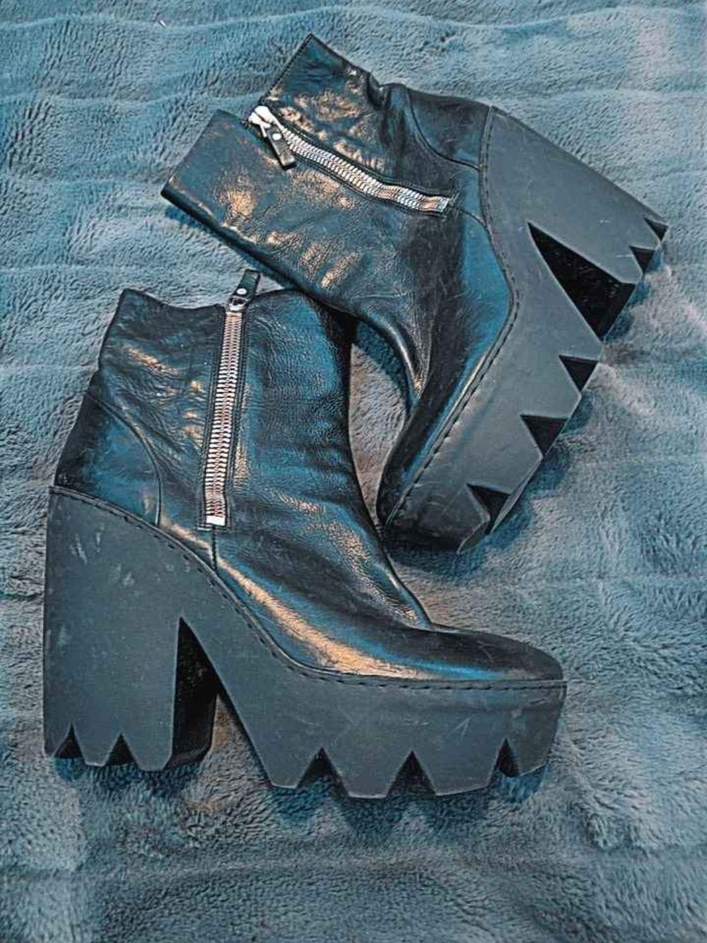 Black Platform Chunky Heel Ankle Boots - Vic Matiē